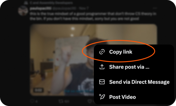 How to copy Tweet URL to download X video